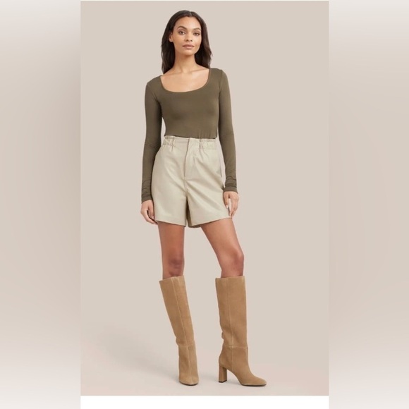 Modern Citizen Women’s Tan Kipp Paperbag Vegan Leather Shorts Extra Small New‎ - Picture 1 of 8